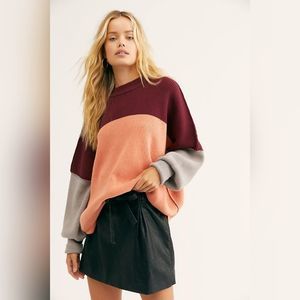 Free People Easy Street color block sweater M BNWT